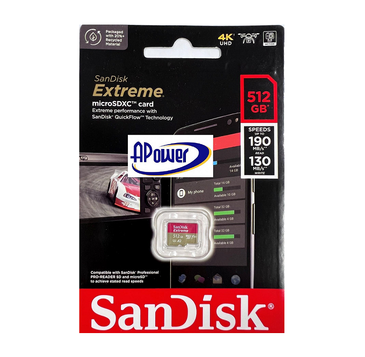 SanDisk Extreme PRO A2 V30 UHS-I/U3 microSDXC 512GB [R:190 W:130